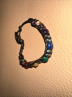 Handmade chakra Beaded Leather Wrap Bracelet